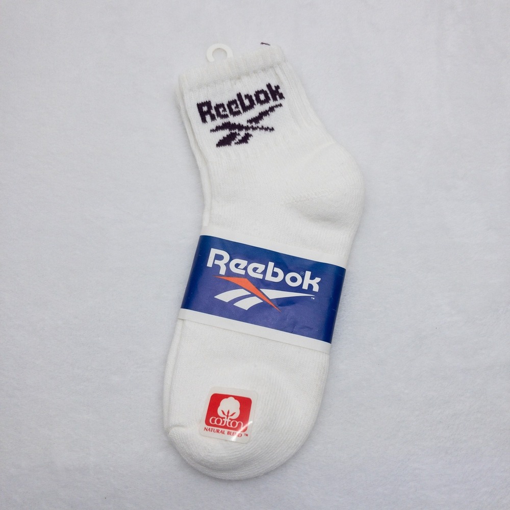 Vintage Reebok Socks Womens Size 9-11 White Quarter Ankle Cotton‎ Blend USA Made